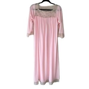 Vintage Pink Lace Lingerie Nightgown Medium Retro